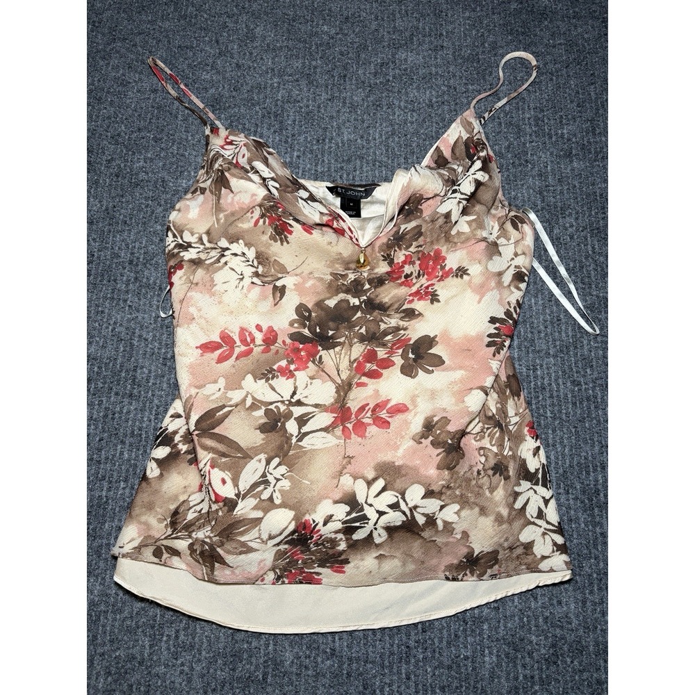 St. John Multi-cream Flower Tank Top Size M